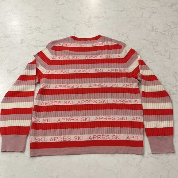 J. Crew Women’s Size XL Red Cream Pink Striped Margot Apres Ski Ribbed Sweater - Picture 8 of 12